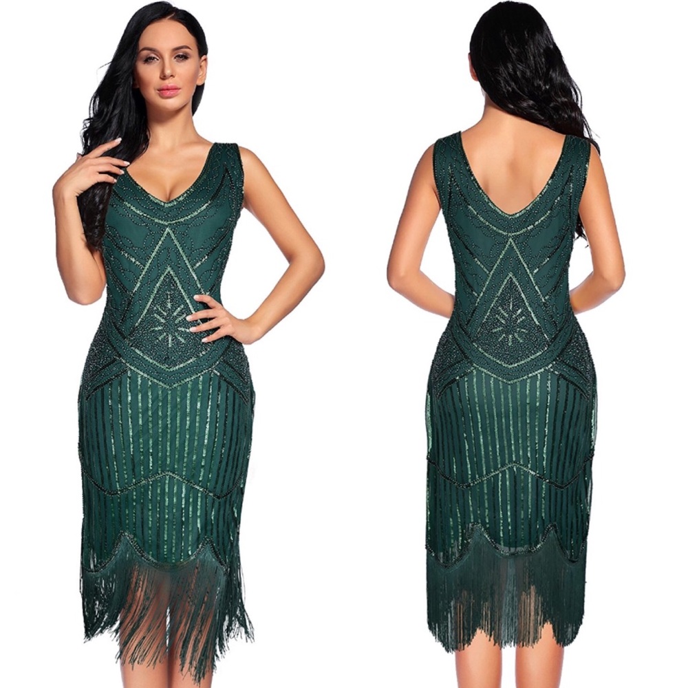 5 ⭐️ Rated Sequin Flapper Dress - Green