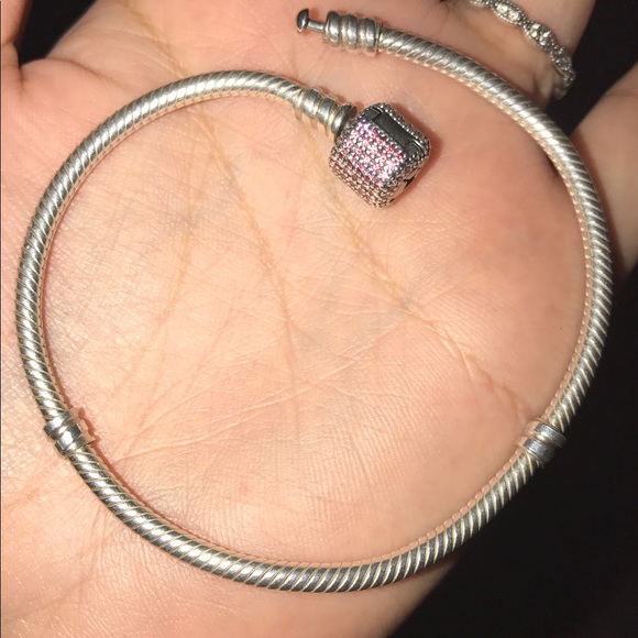Reduced! Pink Accent Pandora Bracelet 2 Charms! - Picture 2 of 4