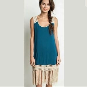 New Umgee Dress Small Medium Large Fringe Blue
