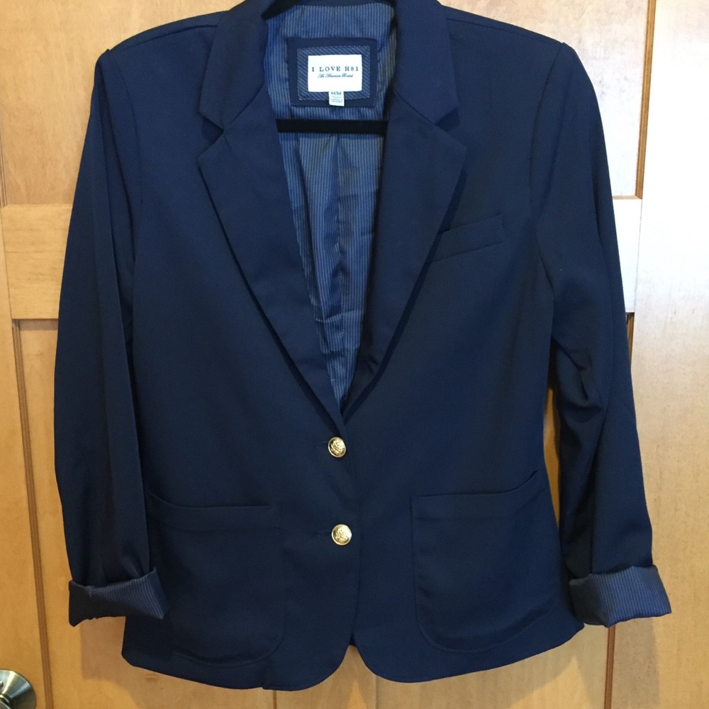 I Love h81 navy blazer jacket
