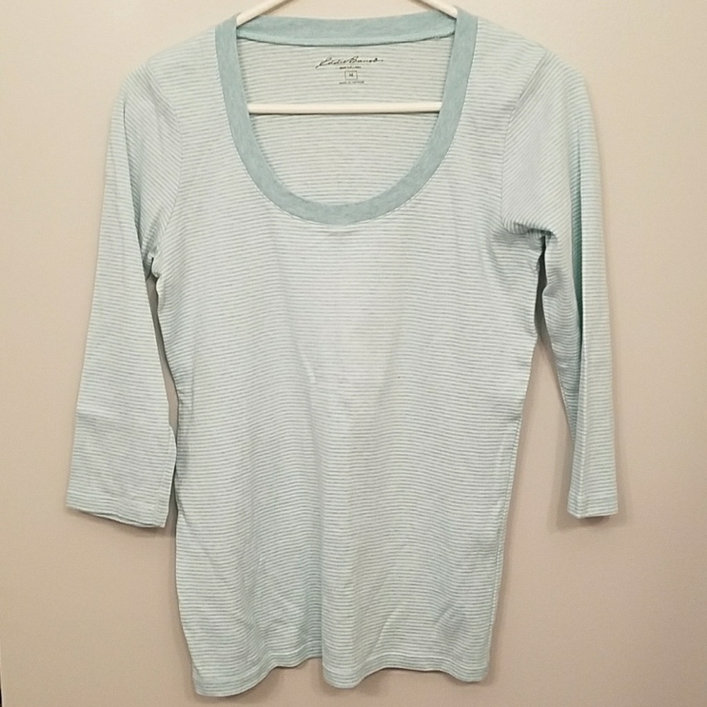 Eddie Bauer Teal Striped 3/4 Shirt