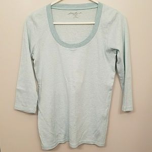 Eddie Bauer Teal Striped 3/4 Shirt