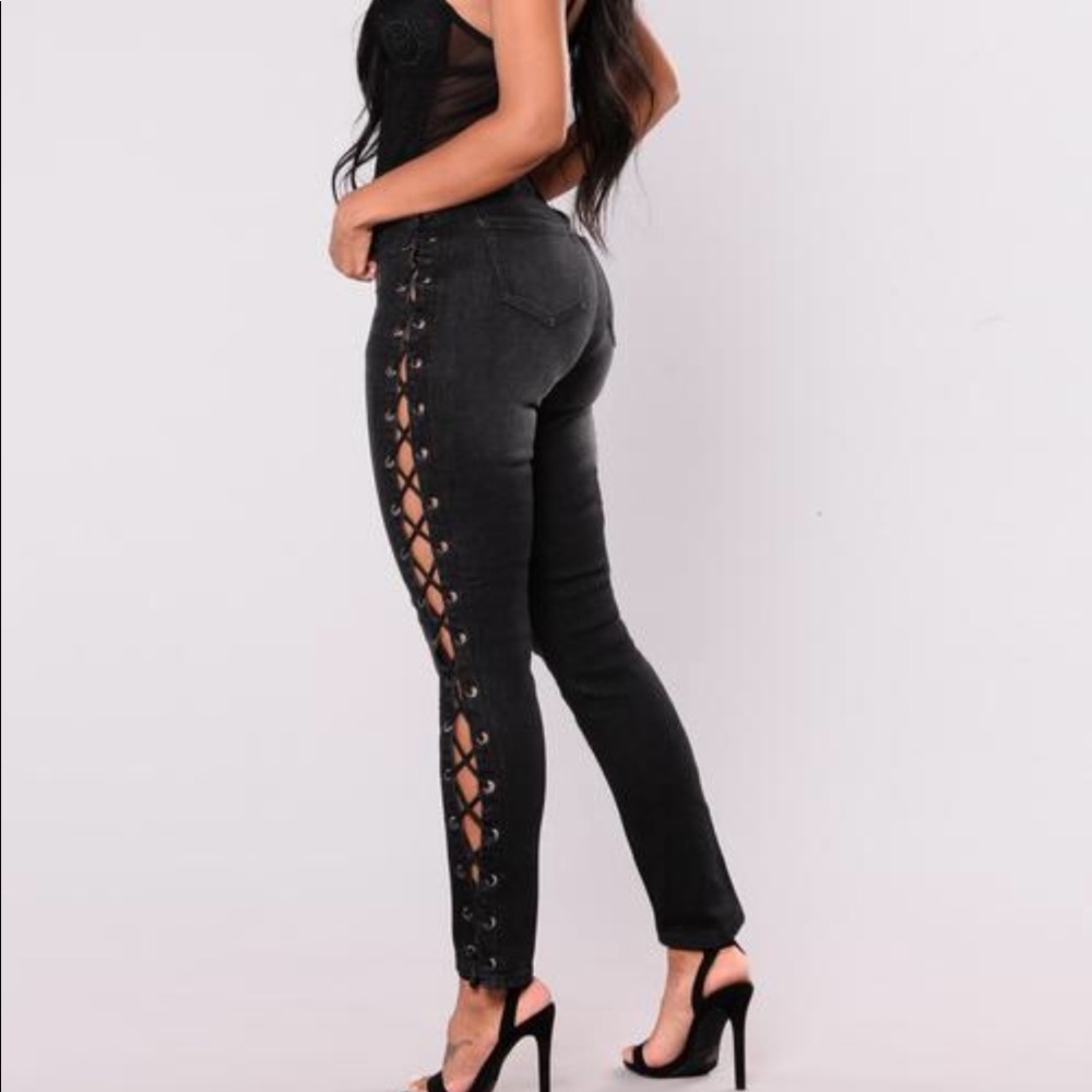 Lace up jeans