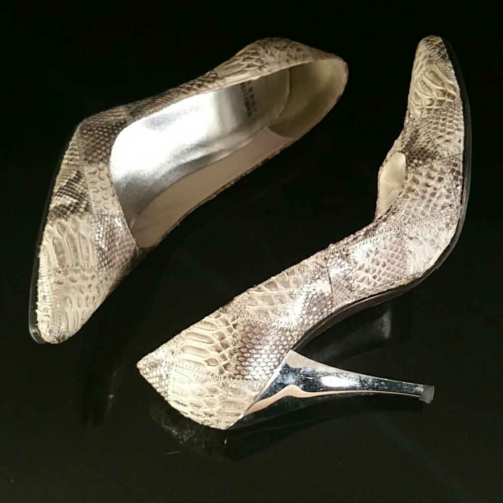 Stuart Weitzman Patchwork Snakeskin Heels Pump 7 - image 2