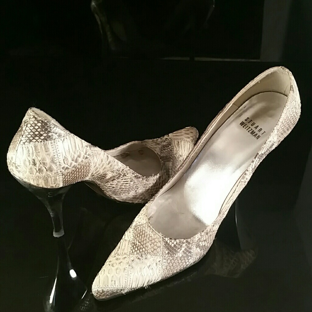 Stuart Weitzman Patchwork Snakeskin Heels Pump 7 - image 3