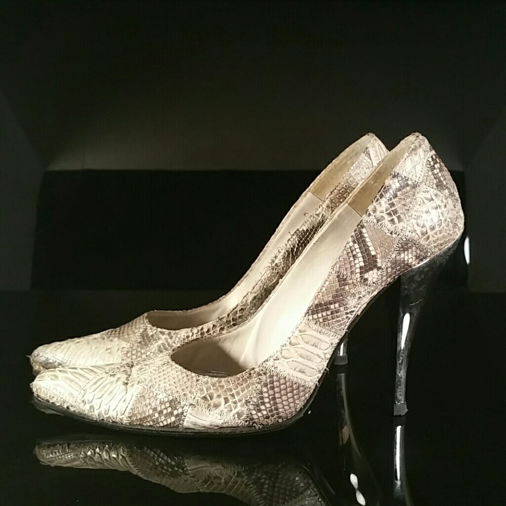 Stuart Weitzman Patchwork Snakeskin Heels Pump 7 - image 1