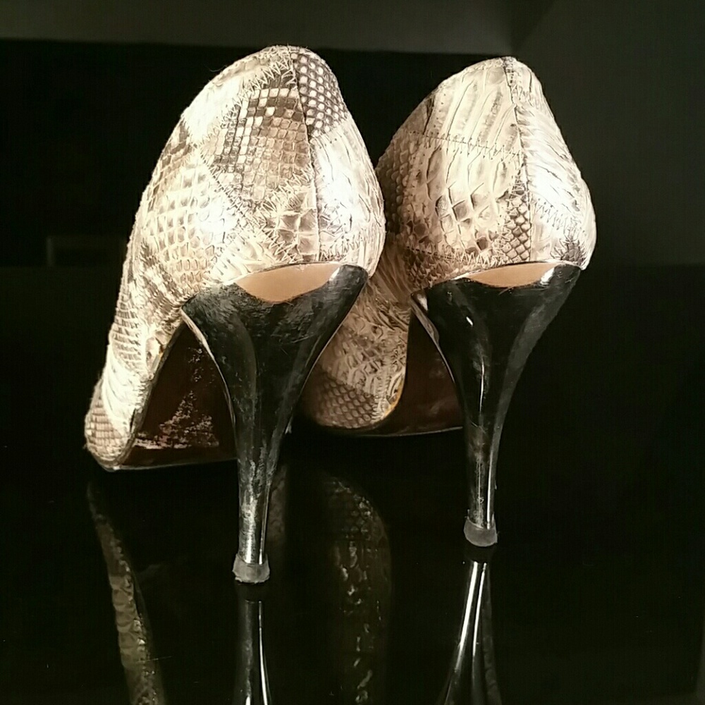 Stuart Weitzman Patchwork Snakeskin Heels Pump 7 - image 5