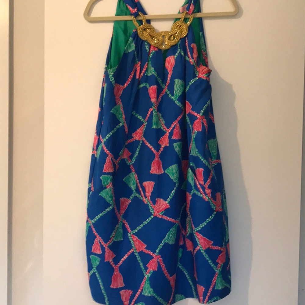 Lilly Pulitzer Silk Dress with Metallic Collar