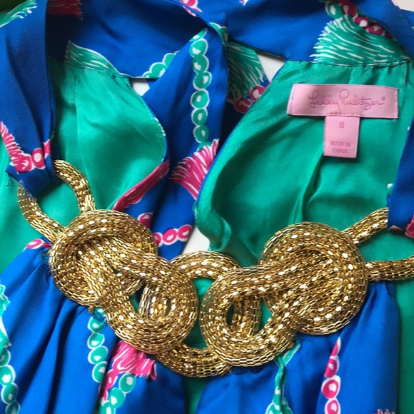 Lilly Pulitzer Silk Dress with Metallic Collar - Picture 2 of 3