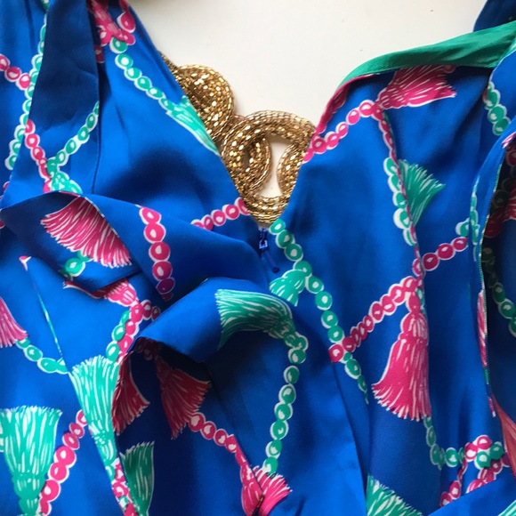 Lilly Pulitzer Silk Dress with Metallic Collar - Picture 3 of 3
