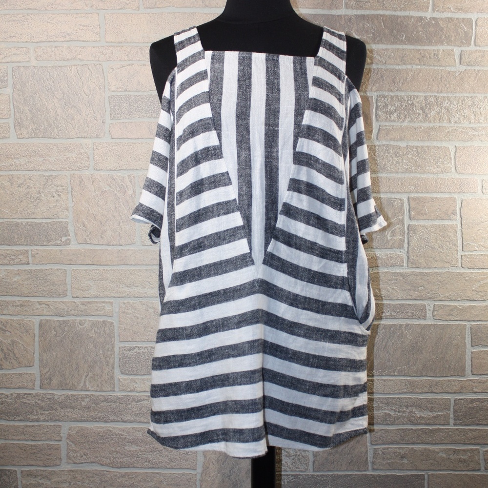 Soft Surroundings Striped Linen Blouse Small
