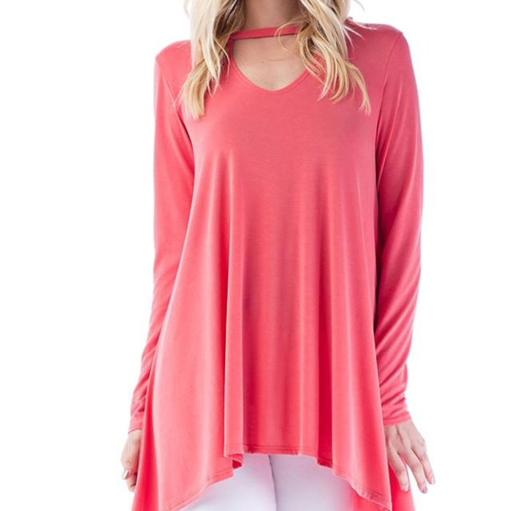 NEW!  Coral Keyole Sidetail Tunic
