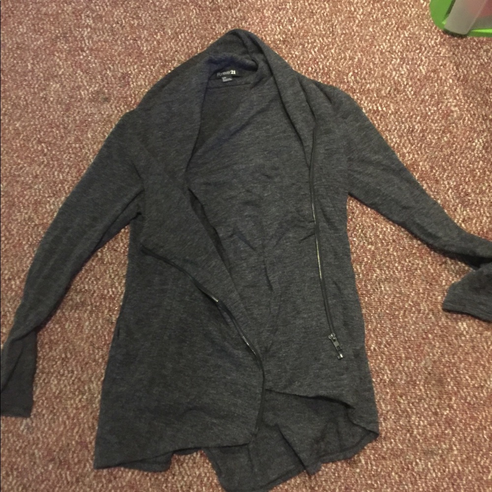 Gray wrap cardigan