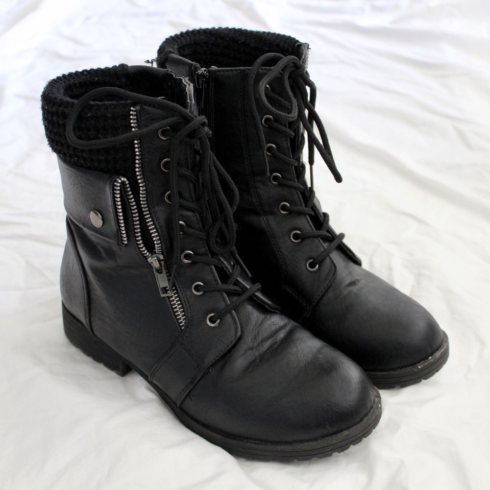 Black Bamboo Combat Boots