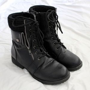 Black Bamboo Combat Boots