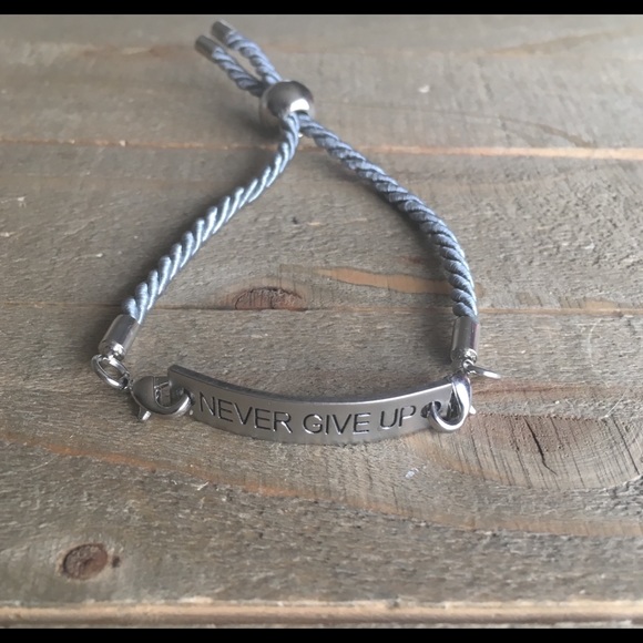 Handmade Jewelry - “Never Give Up” Inspirational Adjustable Bracelet