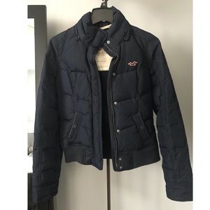 Navy Blue Puffer Jacket w/ Removable Fur Hood