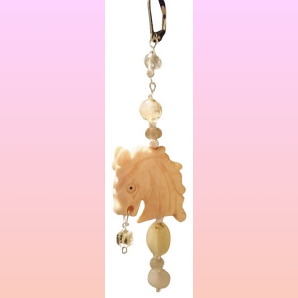 HORSE.925-4pcSet+RingHandCarvBoneHorseJadeCitrine