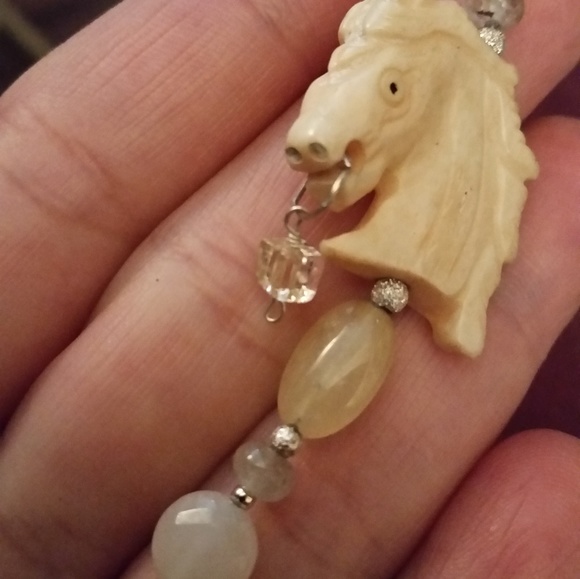 HORSE.925-4pcSet+RingHandCarvBoneHorseJadeCitrine