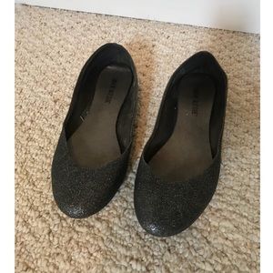Dark Grey Glitter Flats