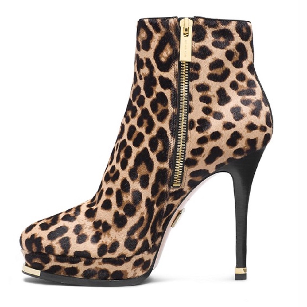 MICHAEL KORS LAYTON LEOPARD HAIR CALF ANKLE BOOT