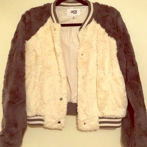 Faux fur bomber jacket