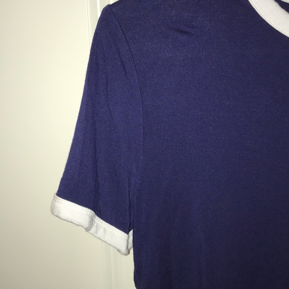 Dark Blue White Trimmed Crop Top - Picture 3 of 4