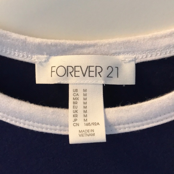 Dark Blue White Trimmed Crop Top - Picture 4 of 4