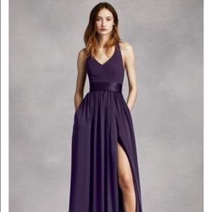 Vera Wang V Neck Halter Gown in Amethyst