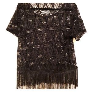 Lace and Fringe Blouse