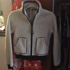 Warm fleece cream and black zip up jacket