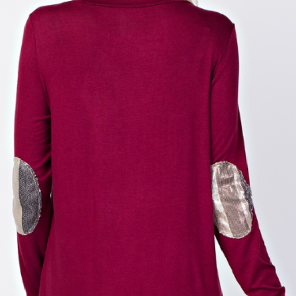 NEW! Maroon Sequined Deer long Sleeve - Picture 2 of 2