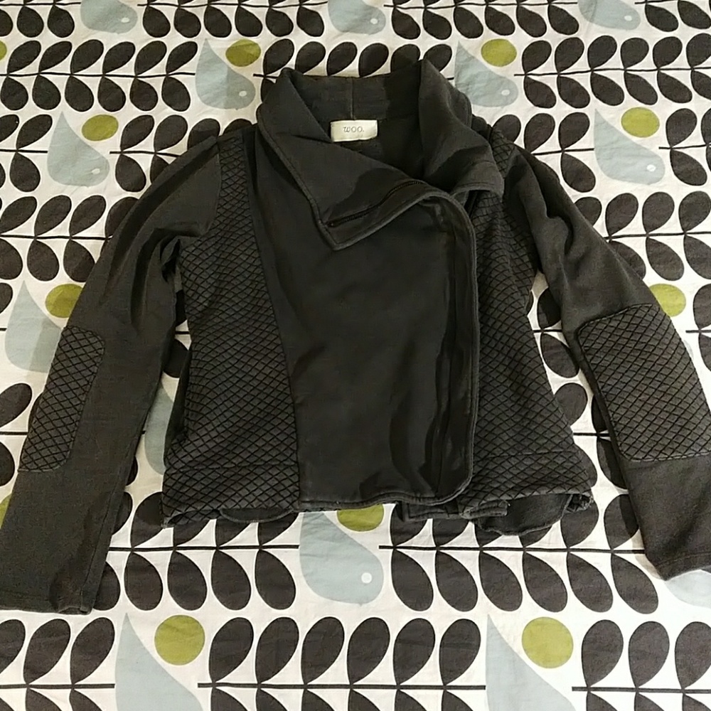 Anthropologie Woo Gray Moto Jacket / Sweater