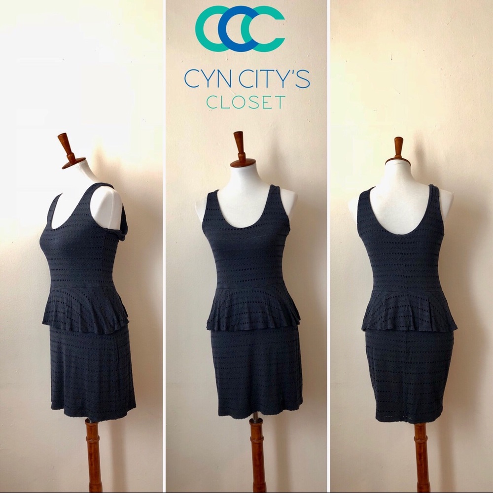 Eight Sixty eyelet fitted peplum mini dress