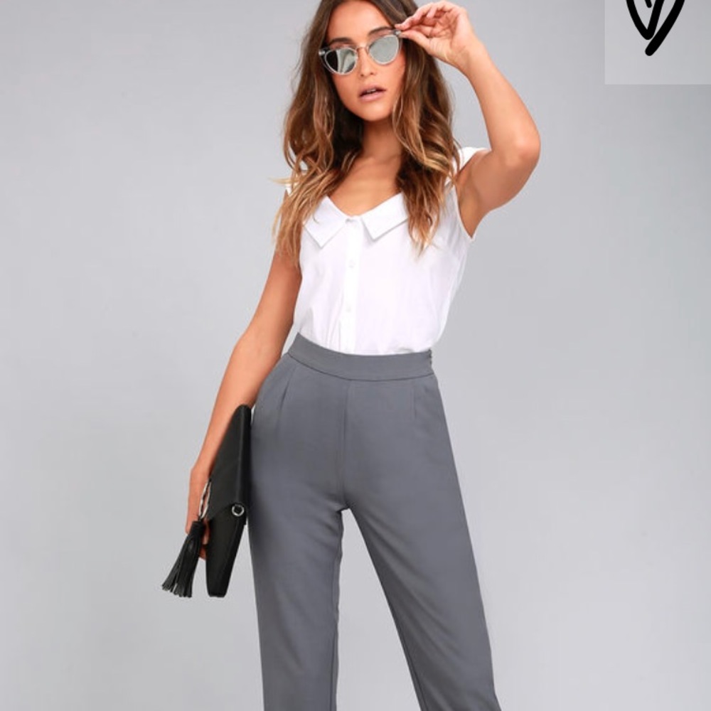 Lulu’s - kick it grey and navy trousers