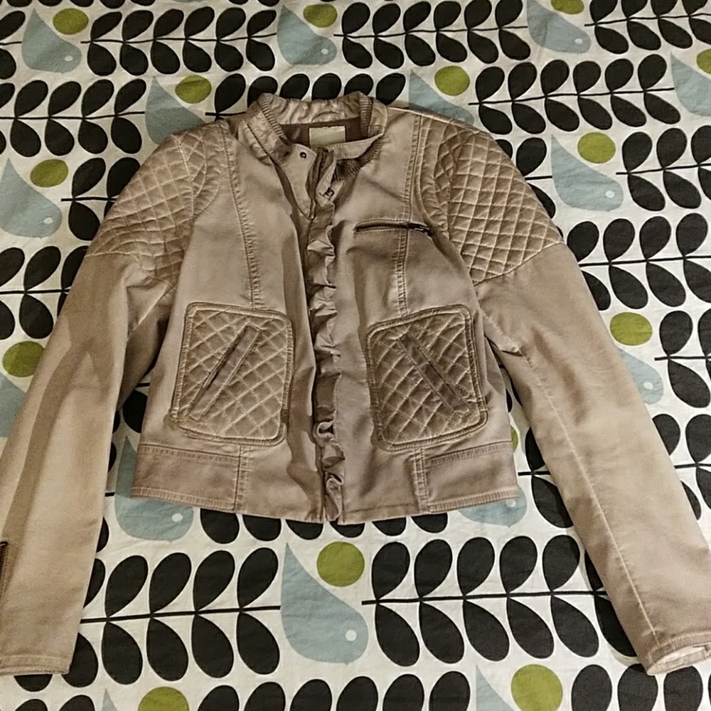Anthro Elevenses Distressed Vegan Moto Jacket