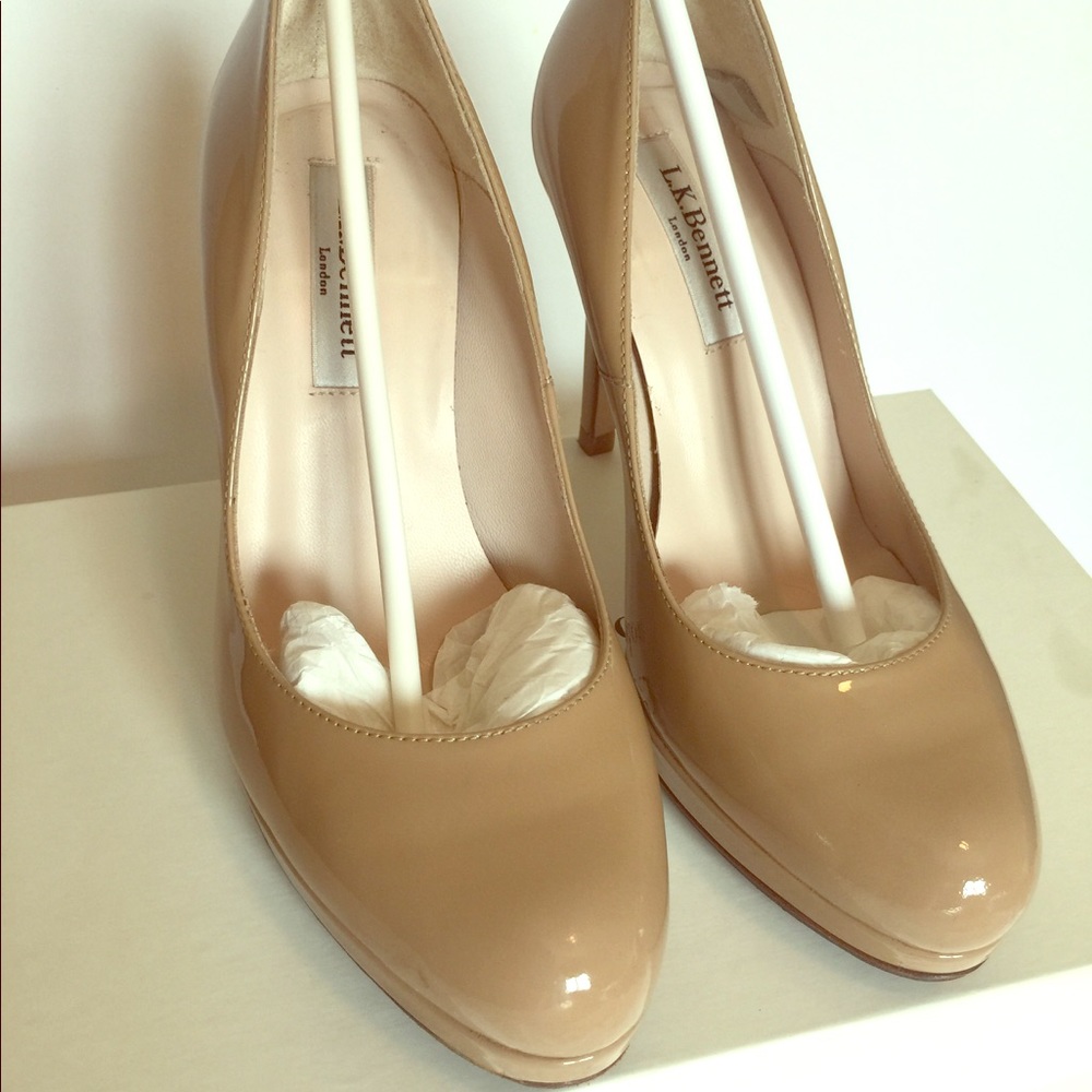 LK Bennet nude patent sledge trench
