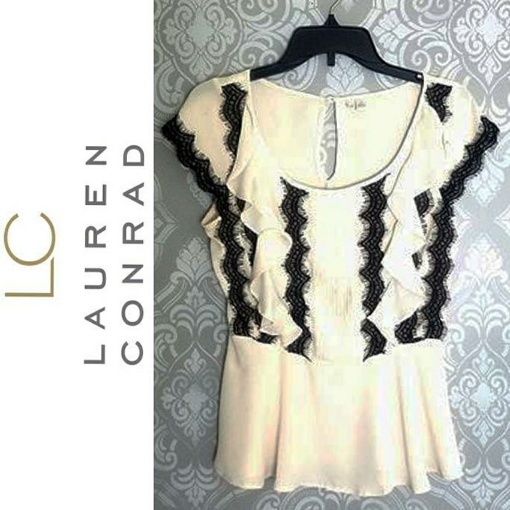 Lauren Conrad Contrast Peplum Top