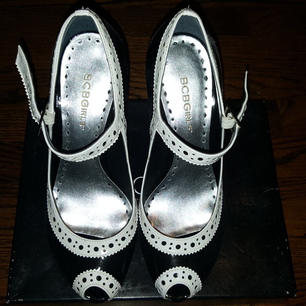BCBGirls Black Peep Toe Heels