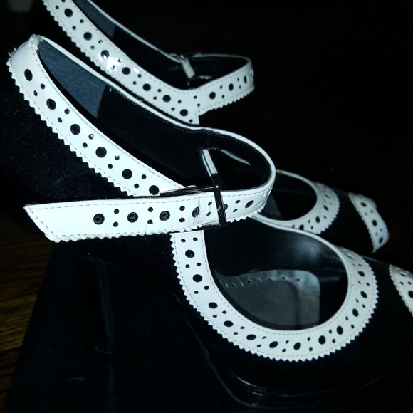 BCBGirls Black Peep Toe Heels - Picture 2 of 4