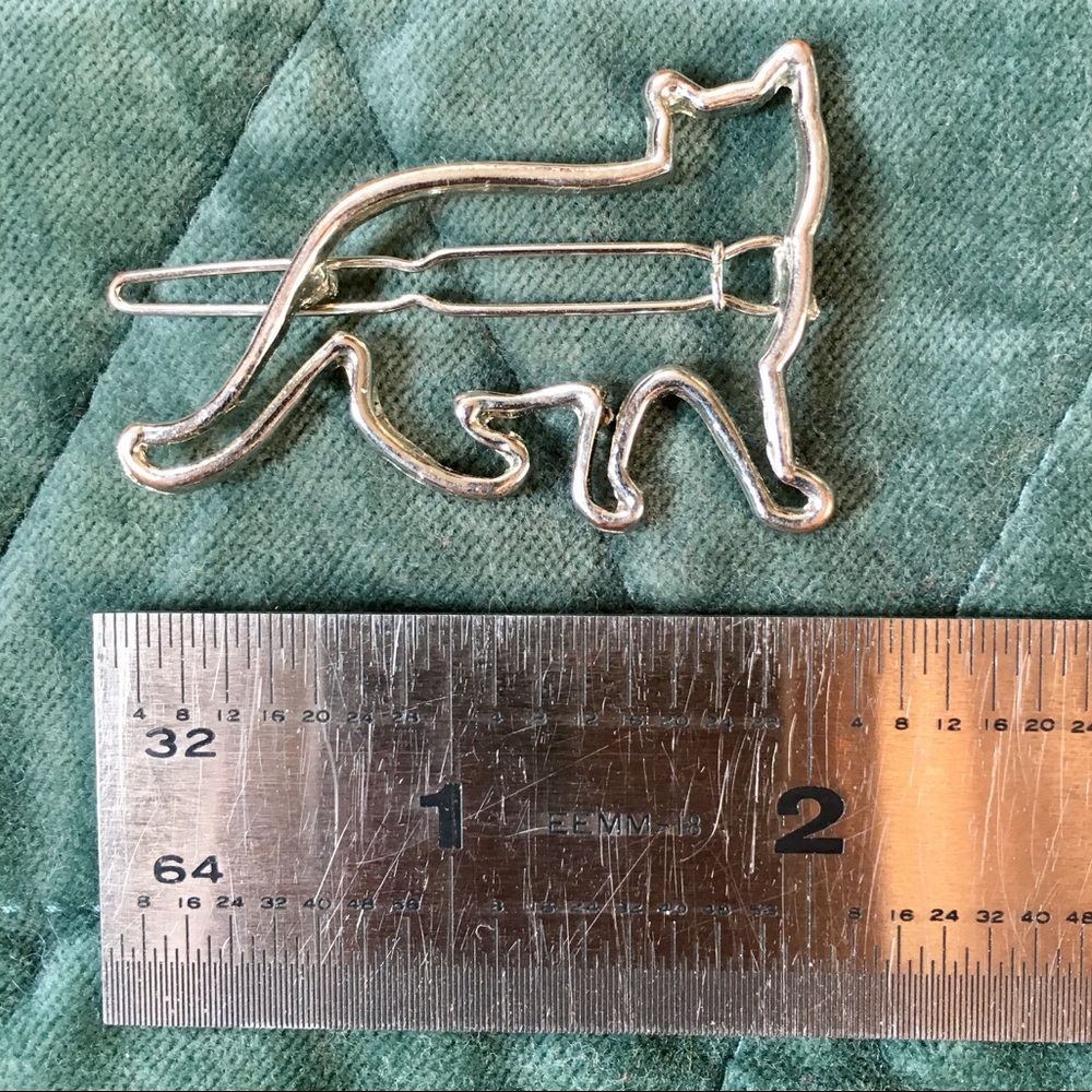Silver Hollow Cat Hair Clip / Barrette - Picture 2 of 5