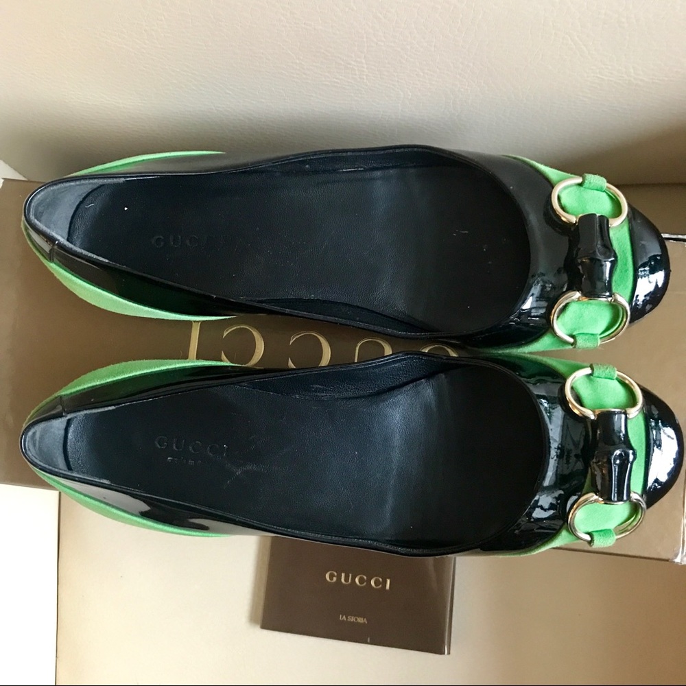 🧡 Gucci patent leather and suede ballet flats. - Picture 2 of 3