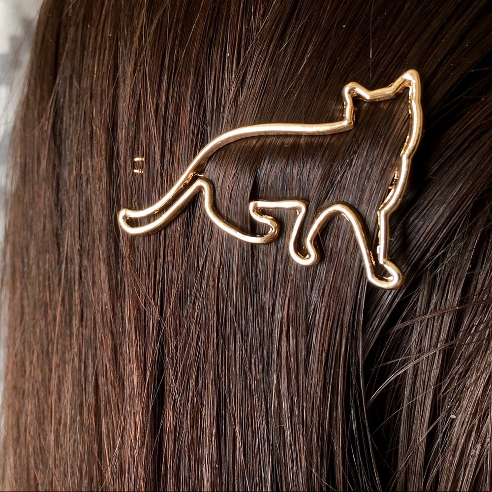 Gold Hollow Cat Hair Clip / Barrette