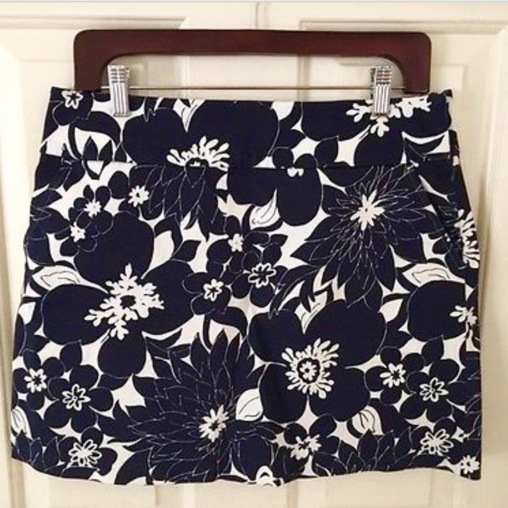 J. Crew Navy Floral Mini Skirt - Picture 2 of 4