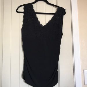 Tank with lace and cinched sides