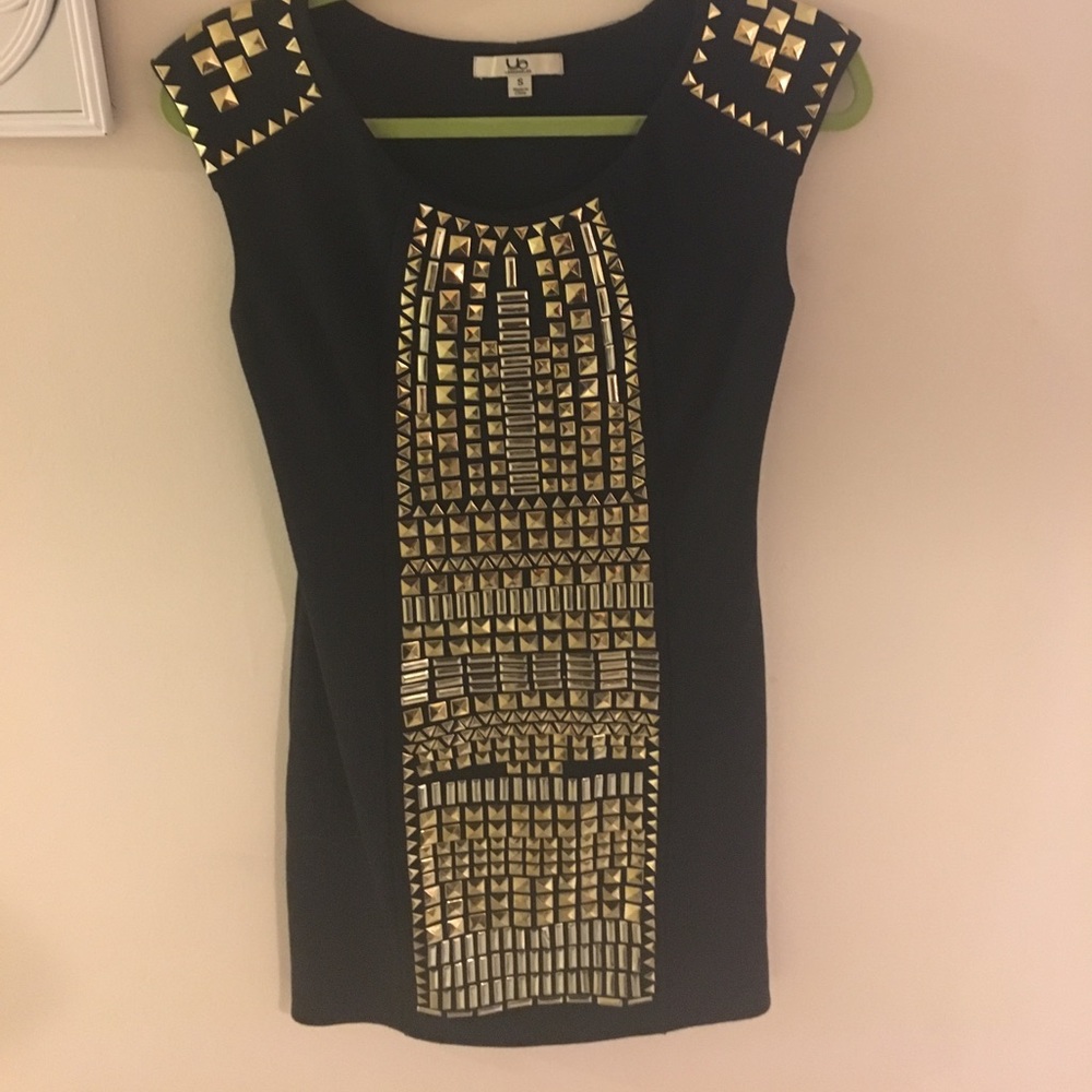 Black jeweled cotton dress