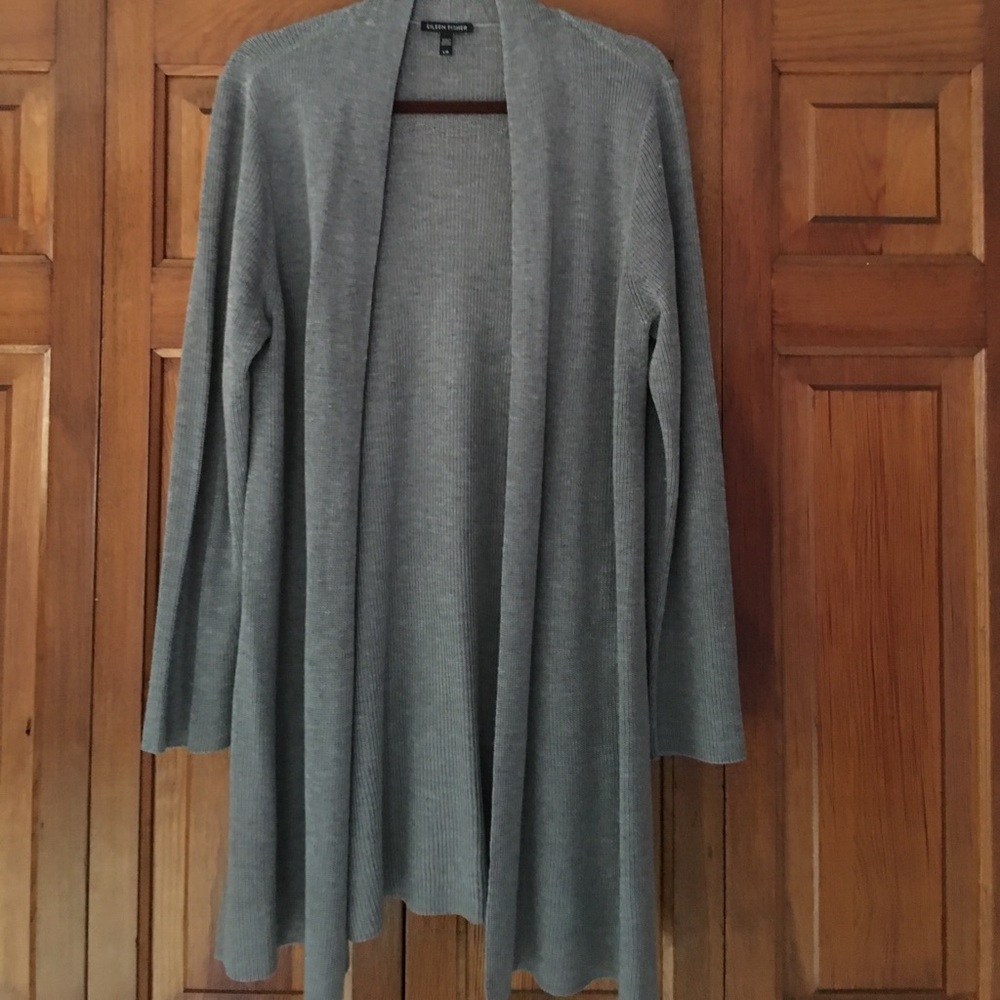 Eileen Fisher gray cardigan.  Size L.