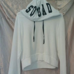 Long sleeve cropped hoodie with lettering on hood