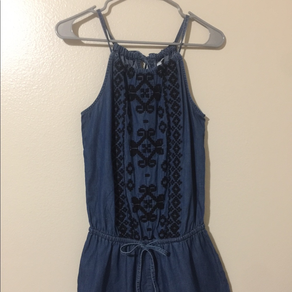 Old Navy black embroidered romper