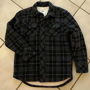 Boys sherpa lined flannel jacket size 10/12